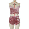 Ladies Sexy Velvet Crop Tops Pants Set Underwear Pajamas, Size: S(Black)