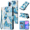 For Samsung Galaxy A16 5G Marble Bronzing Stitching Leather Phone Case(Blue)