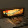 Warm Light Touch Control Wooden Acrylic Atmosphere Lightbox Decoration Painting Night Light(Beech)