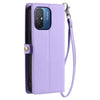 For Redmi 11A 4G Global Wallet Multi-card Slot Leather Phone Case with Lanyard(Purple)
