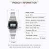 SANDA 6053 Square LED Digital Display Dial Running Seconds Alarm Clock Electronic Watch for Women(Black)