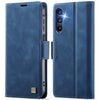 For Samsung Galaxy A14 4G / 5G AutSpace A11 Side Buckle MagSafe Magnetic RFID Phone Leather Case(Blue)