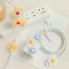 For Apple 18W/20W Flower Shape Charger Protective Case Data Cable Biter(Yellow And Green)