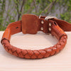 Woven Leather Dog Collar, Brown, Large (44-55cm)