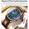 OLEVS 2893 Men Multifunctional Business Quartz Watch(Brown + Blue)