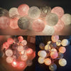 3M 20 Leds Cotton Ball Light String Holiday Wedding Christmas Party Bedroom Fairy Lights Outdoor LED Light Garland Decoration, Power Supply: USB(Pink)