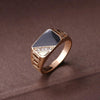 Male Fashion Classic Rhinestone Enamel Rings, Ring Size:10(Gold)