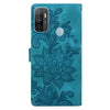 For Samsung Galaxy A33 5G Lace Floral Embossed Magnetic Buckle PU Phone Case With Wrist Strap(Green)