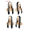 Color Bleaching And Dyeing Double Sideburns With Bangs Long Straight Hip-Hop Wig(Rice White Bleaching Black)