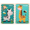 QBT01 Children Double-Sided Wooden Puzzle Bar Puzzle Toy(Zebra + Giraffe)
