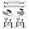 PULUZ 4 in 1 Vlogging Live Broadcast LED Selfie Light Smartphone Video Rig Handle Stabilizer Aluminum Bracket Kits with Microphone + Tripod Mount + Cold Shoe Tripod Head