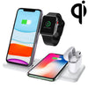 Q20 4 In 1 Wireless Charger Charging Holder Stand Station with Adapter For iPhone / Apple Watch / AirPods, Support Dual Phones Charging (White)