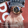 OLEVS 2872 Men Three Eyes Six Needles Chronograph Waterproof Quartz Watch(Black + Rose Gold)