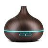 USB 400ml Wood Texture Fragrance Machine Pointed Mouth Humidifier Automatic Alcohol Sprayer with Colorful LED Light & Remote Control(Coffee)