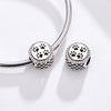 S925 Sterling Silver Black Pet Paw Print Beads DIY Bracelet Necklace Accessories