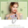 S925 Sterling Silver Cute Cat Diamond Ring