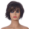 WIG-396 Ladies Fluffy Short Curved Head Set Chemical Fiber Wig(Black Brown+Gold Yellow)