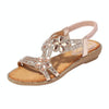 Bohemia Summer Women Crystal Flat Sandals, Shoe Size:36(Pink)