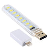 8LEDs 5V 200LM USB LED Book Light Portable Night Light, with 8 Pin Adapter(White Light)