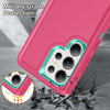 For Samsung Galaxy S25 Ultra 5G Rugged PC Hybrid Silicone Phone Case with Holder(Rose Red+Light Green)