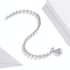 S925 Sterling Silver Heart-shaped Punk Beads Women Bracelet Jewelry, Size:17cm