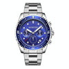 OCHSTIN 7019C Multifunctional Quartz Waterproof Luminous Steel Strap Men Watch(Blue+Silver)