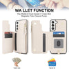 For Samsung Galaxy S22+ 5G Double Flap Zipper RFID Leather Phone Case with Short Lanyard(White)
