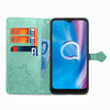 For  Alcatel 1S (2020) Embossed Mandala Pattern TPU + PU Horizontal Flip Leather Case with Holder & Three Card Slots & Wallet(Green)