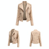 Women Short Leather Jacket Slim Jacket Motorcycle Suit, Size: M(Coffee)