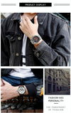 SANDA 5009 Business Fashion Three Eye Six Needle Casual Leather Waterproof Men Quartz Watch(Black Silver)