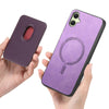 For Samsung Galaxy A06 4G Retro Magsafe Card Bag PU Back Cover Phone Case(Purple)