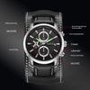 Ochstin 7231 Multifunctional Business Leather Wrist Wrist Waterproof Quartz Watch(Black+Black)