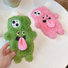 For iPhone 12 Pro 3D Magnetic Long Tongue Monster Plush Phone Case(Green)
