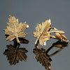 Men Clover Rose Pattern Cufflinks, Color: Gold Maple Leaf