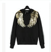 Black A Pair Sequin Feather Wing Shape Clothing Patch Sticker DIY Clothing Accessories, Size:Small 20.5 x 10cm