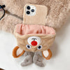 For iPhone 11 Pro Max Reindeer Hat Plush Full Coverage Phone Case