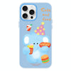 For iPhone 15 Pro Skin Feeling Jelly TPU Hybrid PC Phone Case(Elephant Burger Blue)