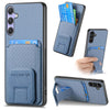 For Samsung Galaxy S25 Ultra 5G Carbon Fiber Card Bag Fold Stand Phone Case(Blue)