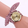 Women Fashion Striped Fabric Strap Quartz Watch(Red)