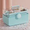 Cosmetics Storage Box Plastic Anti -Dust Transparent Desktop Medicine Box XL Blue