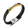 OPK PH1596 Stainless Steel Minimalist Glossy Double Leather Woven Bracelet