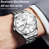 OLEVS 9946 Men Diamond Roman Scale Waterproof Quartz Watch(White + Silver)