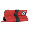 For iPhone 11 Pro Grid Stitching Leather Phone Case with Lanyard(Red)
