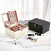 Multi-Function Storage Box Leather Jewelry Box Multi-Layer Large-Capacity Jewelry Organizer(White)