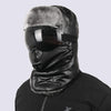 Leather Lei Feng Hat Winter Warm Ear Protection Cotton Cap, Style: Black Lens Black