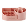 Rotating Skincare Cosmetic Storage Case Compartment Desktop Lipstick Makeup Brush Bucket, Color: Pink