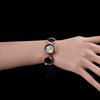Women Round Dial Bracelet Quartz Wristwatch(Black)