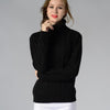 Women High Neck Knitted Sweater Long Sleeve Stranded Flower Bottoming Sweater, Size: L(Black)