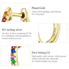 Sterling Silver Rainbow Earrings S925 Zircon Earrings, Color:Gold
