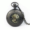 Classical Mechanical Pocket Watch Large Retro Gear Embossed Hollow Pocket Watch(Black)